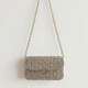 Needlepoint Crossbody Bag, Geometric Crochet Purse, Gold Chain Strap, Evening Clutch, Textured Shoulder Bag