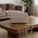 Needlepoint Crossbody Bag, Geometric Crochet Purse, Gold Chain Strap, Evening Clutch, Textured Shoulder Bag