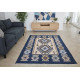 Blue & Beige Anatolian Kilim Rug – Vintage Bohemian Reversible Area Rug by Motifium