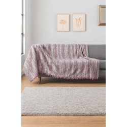 Burgundy & White Reversible Sofa Cover – Vertical Line Pattern Decorative Throw Blanket